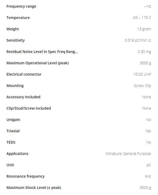 BK 微型三軸壓電電荷型加速度計(jì)4326-A型技術(shù)參數(shù)