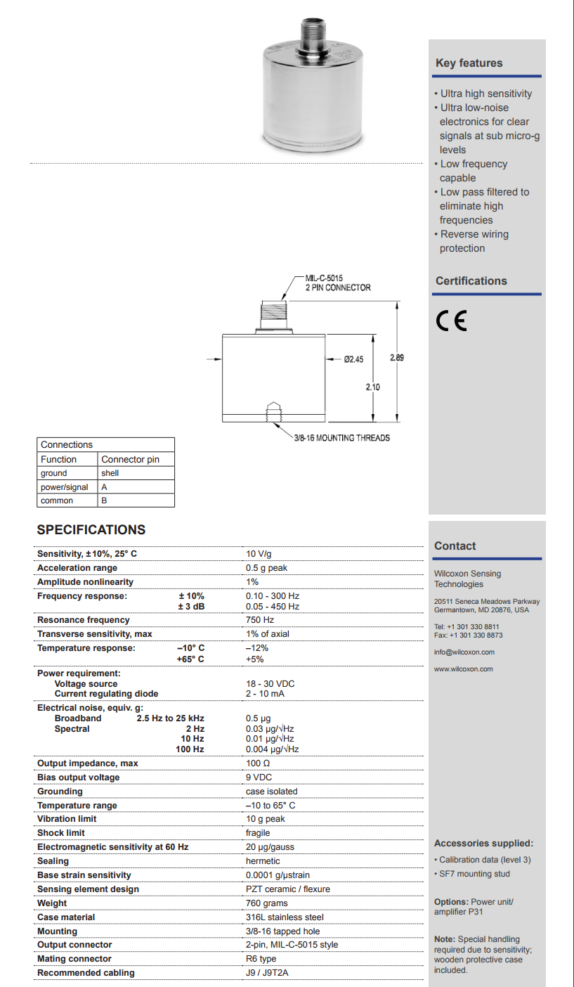 美捷特威爾康森地震加速度振動計731A型參數