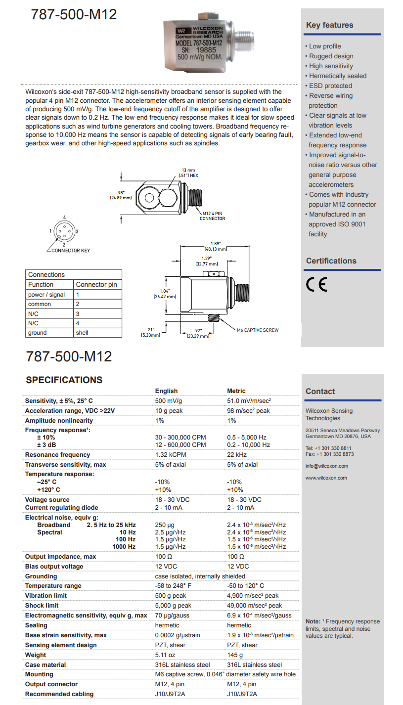 威爾康森低頻加速度振動計(jì)技術(shù)參數(shù)