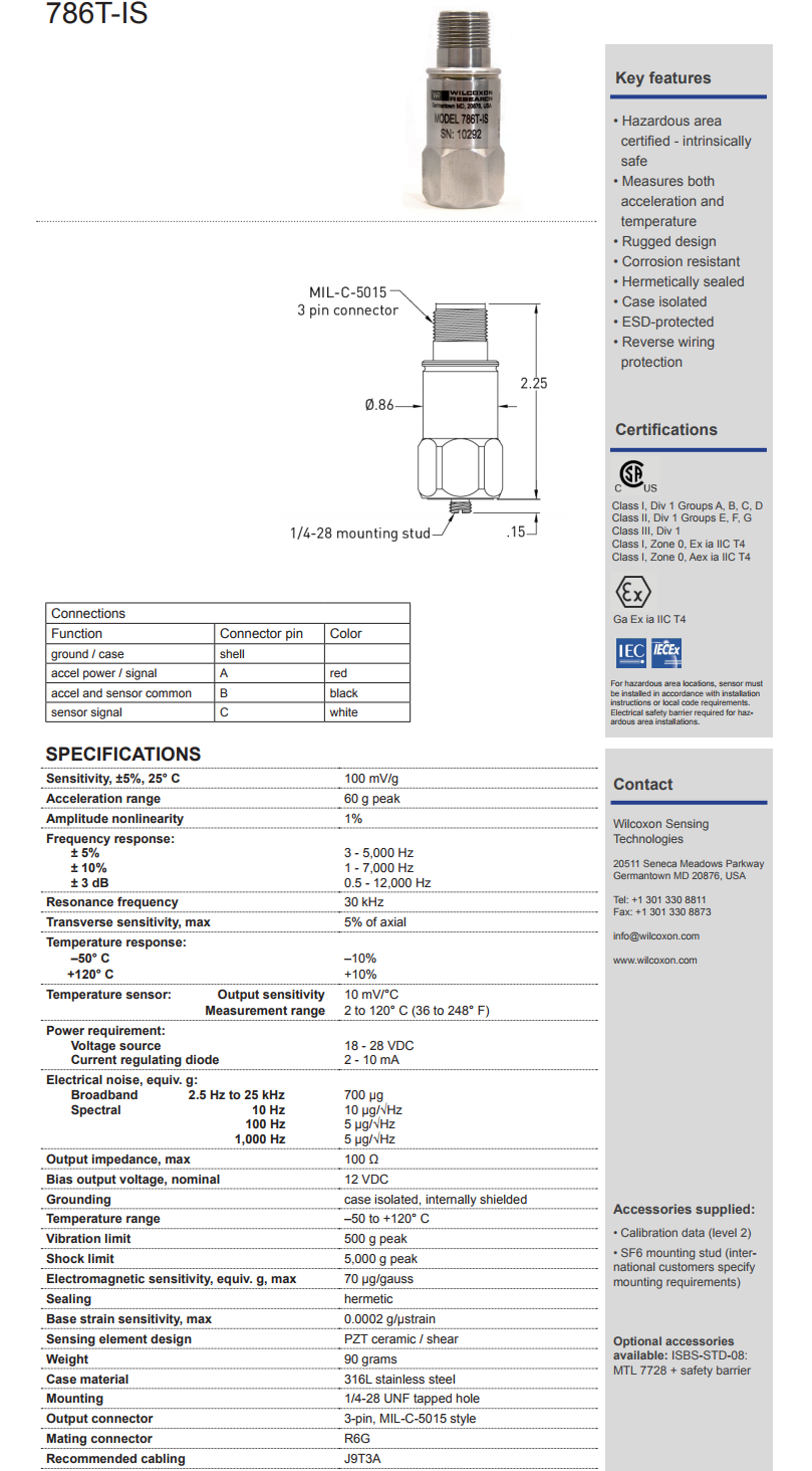 威爾康森經(jīng)濟(jì)實(shí)惠的雙輸出振動(dòng)傳感器技術(shù)參數(shù)