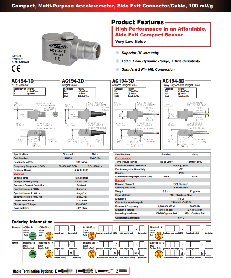CTC緊湊型多功能加速度振動計AC194技術(shù)參數(shù)