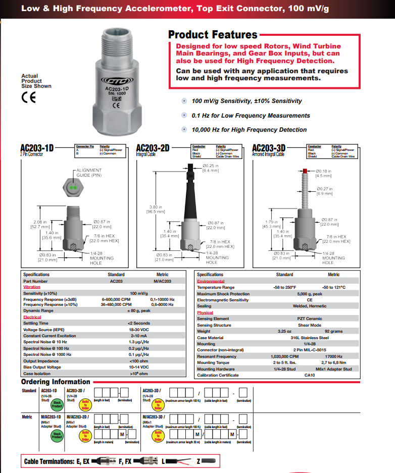 CTC低頻加速度振動計AC203技術(shù)參數(shù)